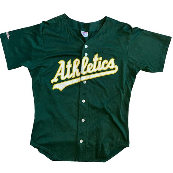 Vintage 1980s Rawlings Green Oakland Athletics A's MLB Jersey Size Large